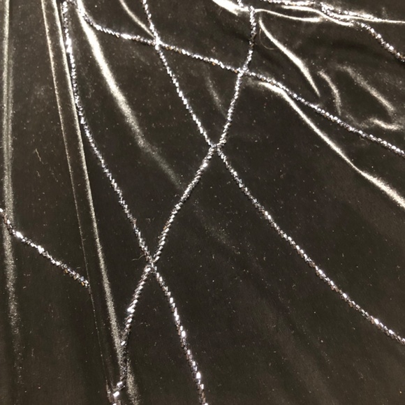 Joseph Ribkoff Couture Black Velvet With Glass Bead Embroidery Long Gown - Picture 9 of 10